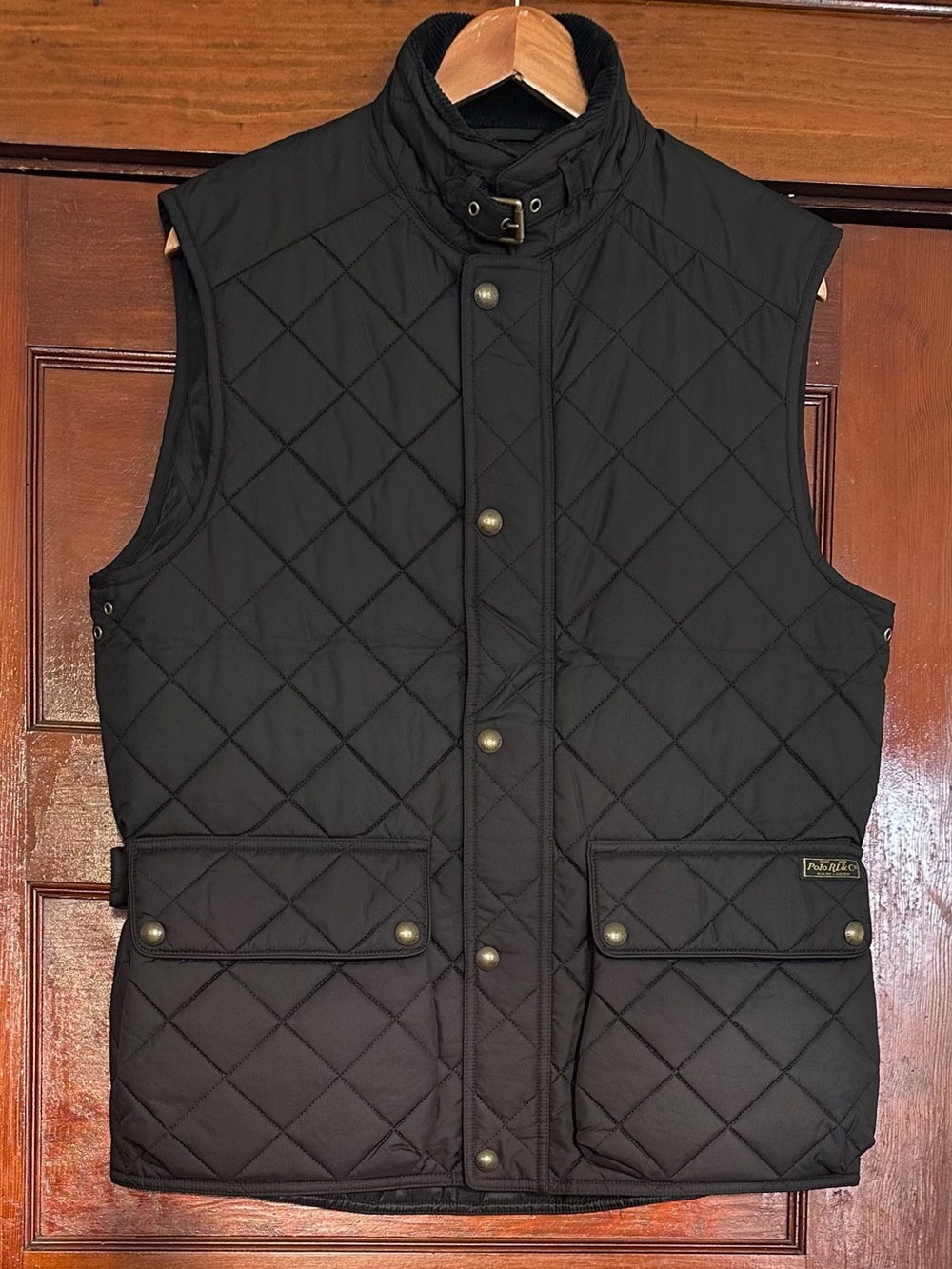 Polo Ralph Lauren Black Diamond Quilted Utility Vest Medium Equestrian Country